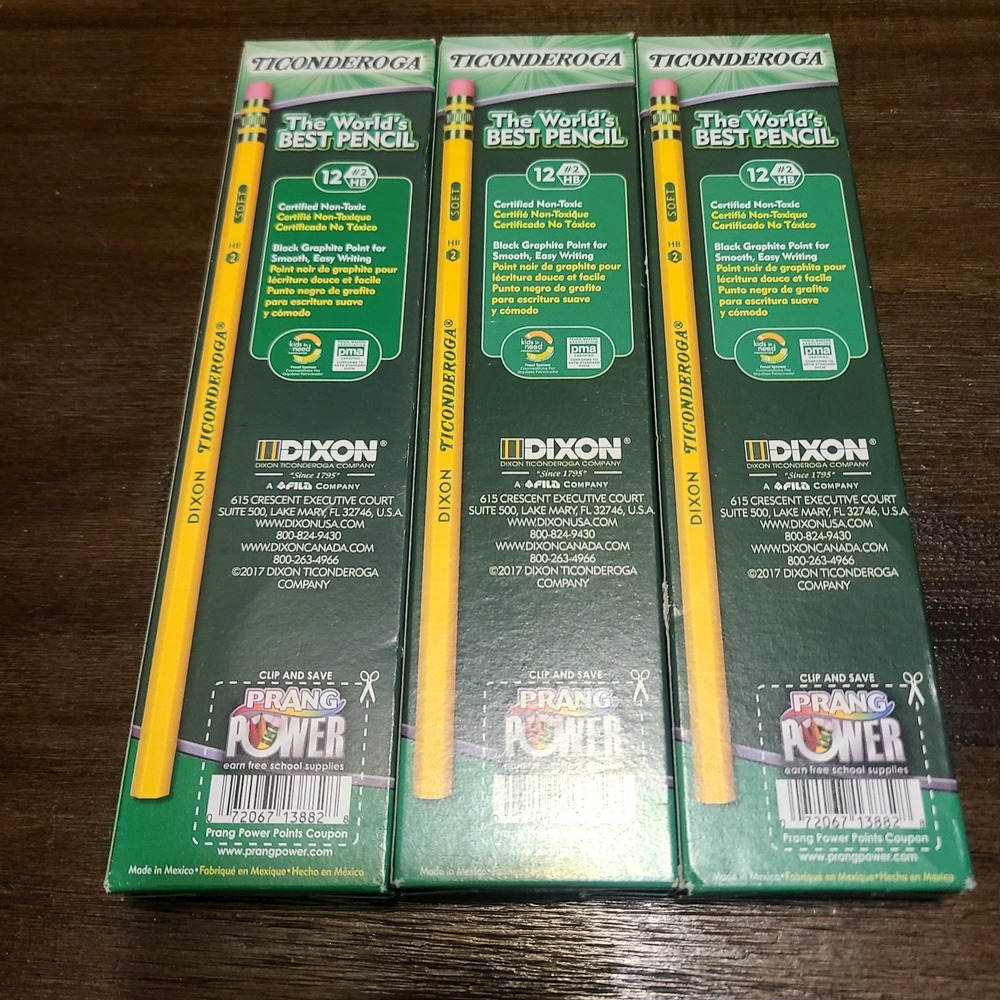 Dixon Ticonderoga #2 Soft Pencils‎ Unsharpened Yellow Wood 3 Packs 12ct - Picture 2 of 2